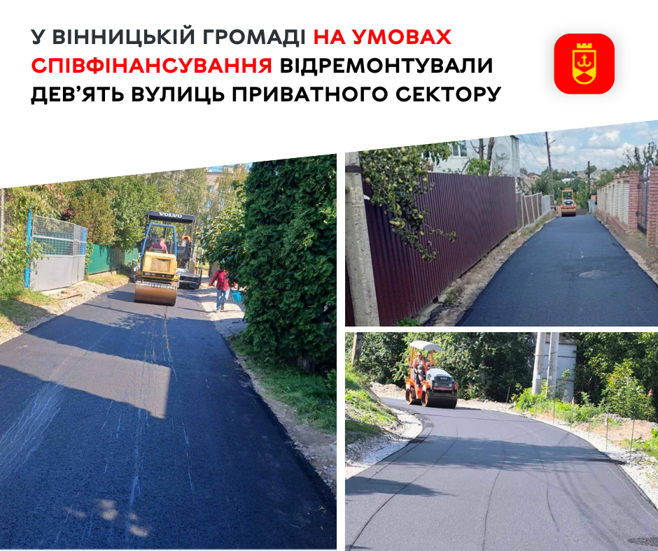 У Вінницькій громаді на умовах співфінансування відремонтували дев’ять вулиць приватного сектору 